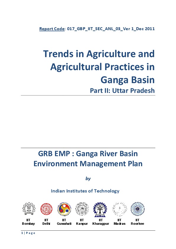 Trends in Agriculture and Agricultural Practices in Ganga Basin - Part II: Uttar Pradesh