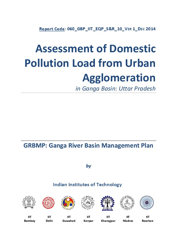 Assessment of Domestic Pollution Load from Urban Agglomeration in Ganga Basin: Uttar Pradesh