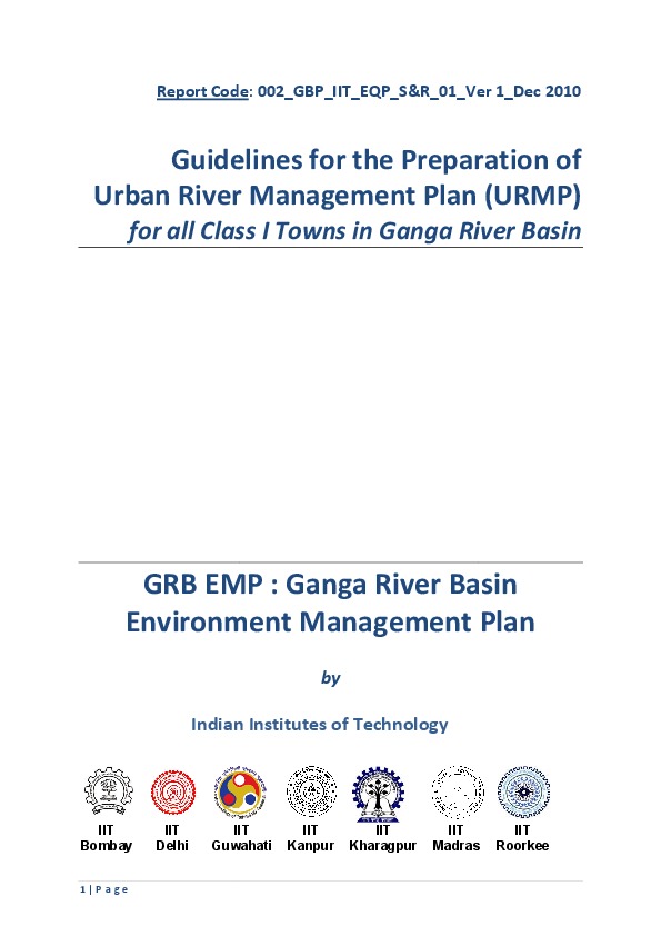 Guidelines for the Preparation of Urban River Management Plan