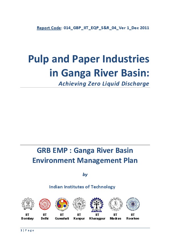 Pulp and Paper Industries in Ganga River Basin