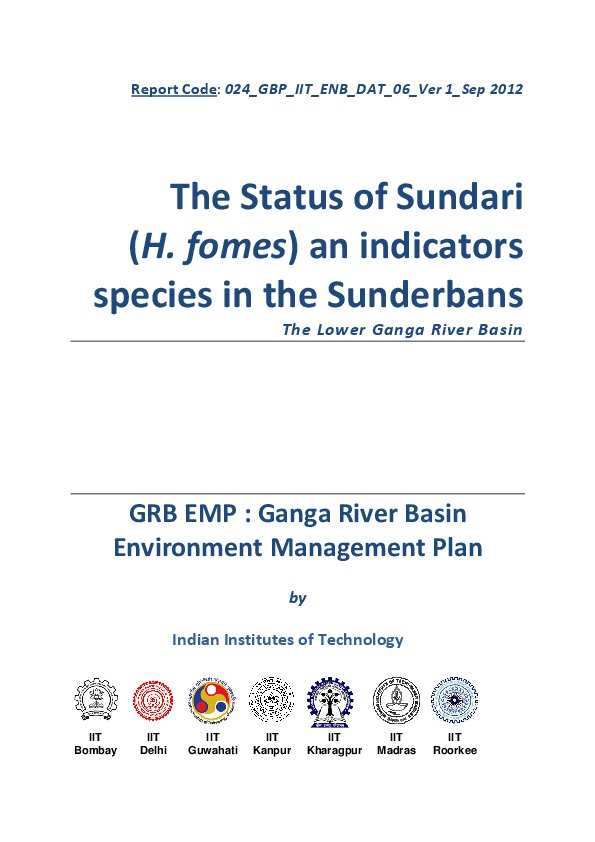 The Status of Sundari (H. fomes) an indicators species in the Sunderbans