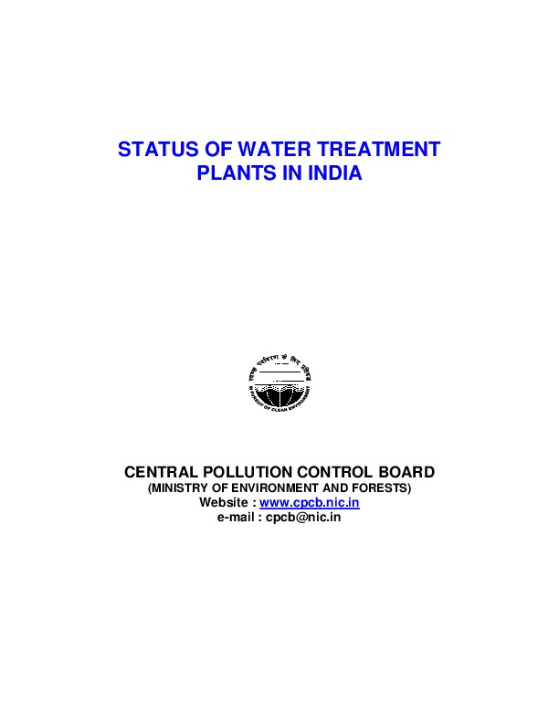Status of water treatment plants in India