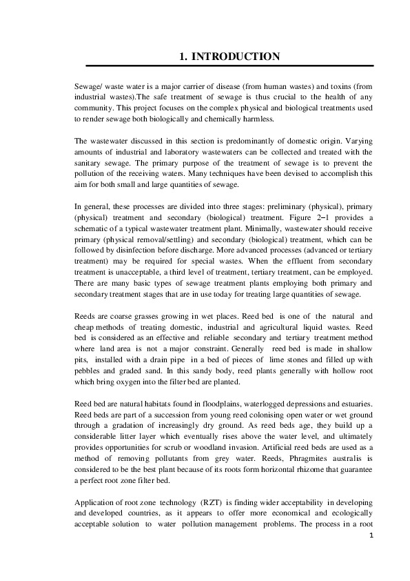 Water Purification using REED Bed System