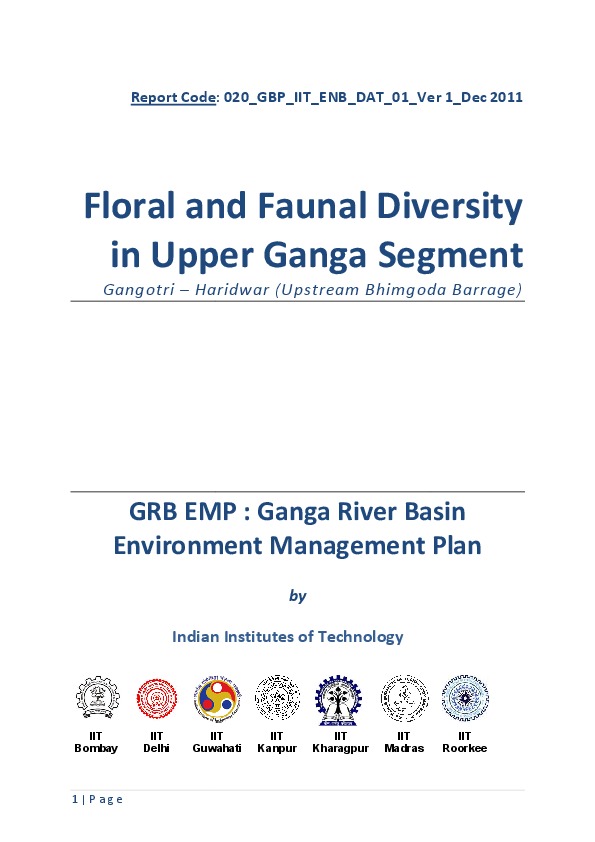 Floral and Faunal Diversity in Upper Ganga Segment