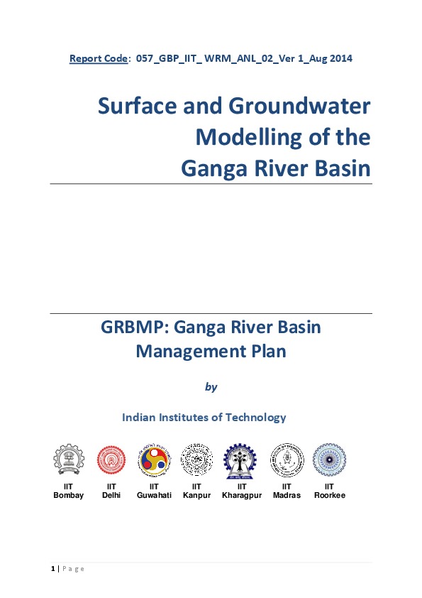 Surface and Groundwater Modelling of the Ganga River Basin