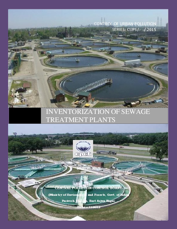 Inventory of sewage treatment plants in India, 2015