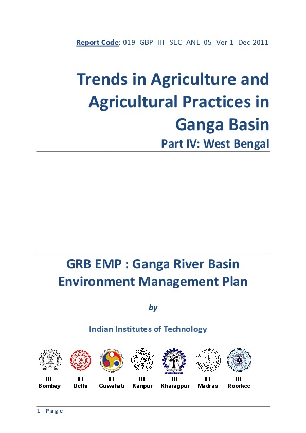 Trends in Agriculture and Agricultural Practices in Ganga Basin - Part IV: West Bengal