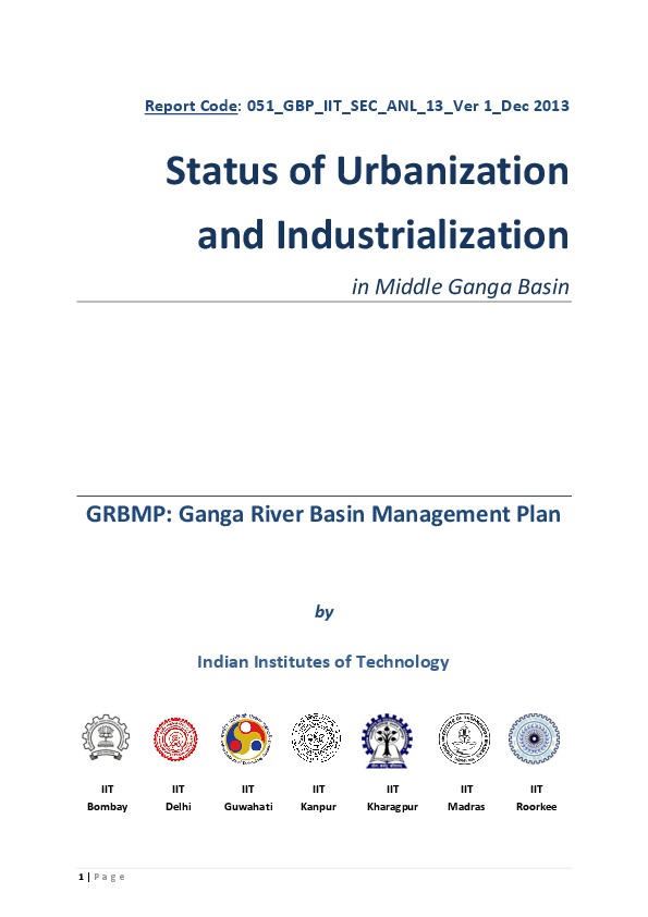 Status of Urbanization and Industrialization in Middle Ganga Basin