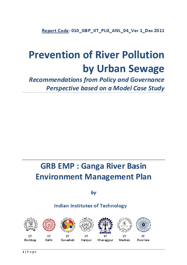 Prevention of River Pollution by Urban Sewage
