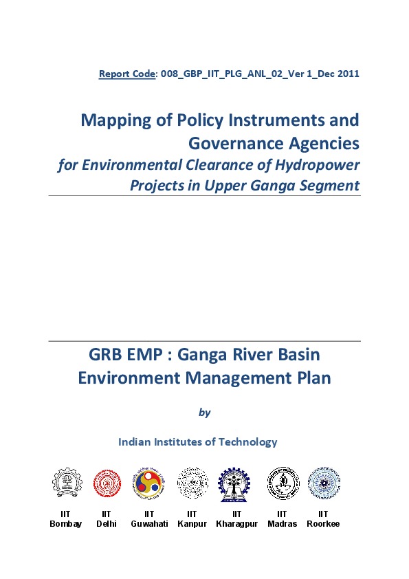 Mapping of Policy Instruments and Governance Agencies