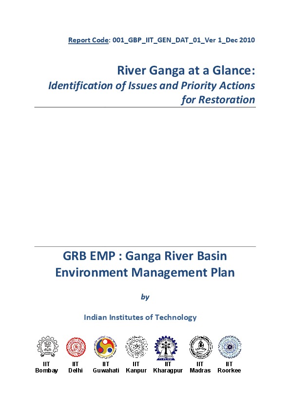 River Ganga at a Glance: Identifications of Issues and Priority Actions for Restoration