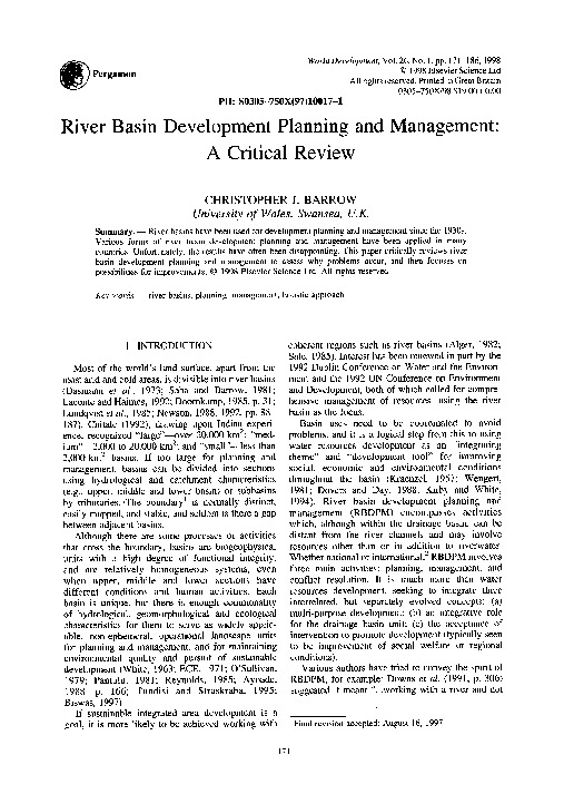 River Basin Development Planning and Management: A Critical Review