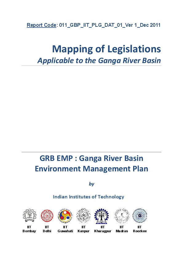 Mapping of Legislations Applicable to the Ganga River Basin