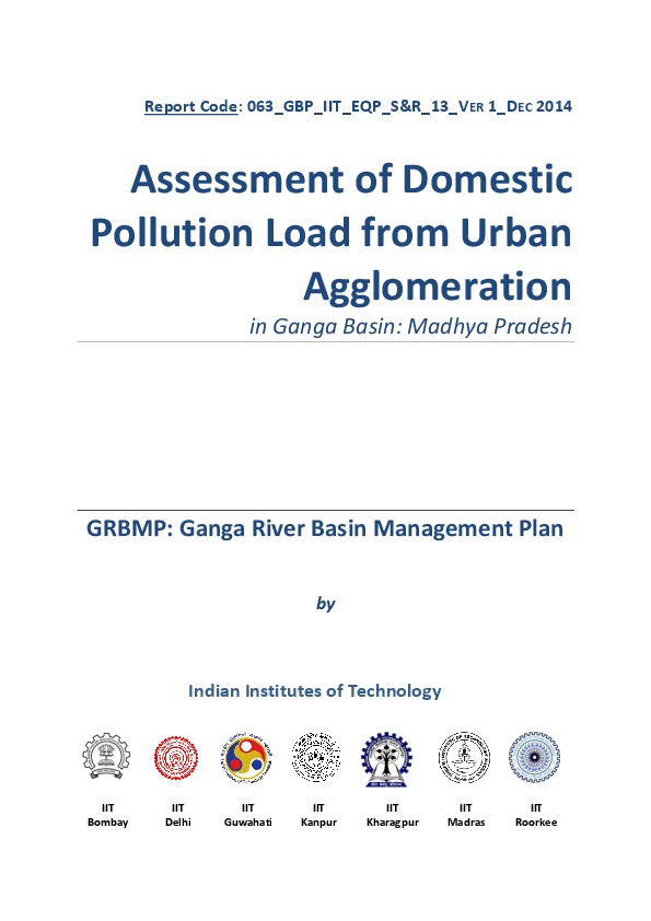 Assessment of Domestic Pollution Load from Urban Agglomeration in Ganga Basin: Madhya Pradesh